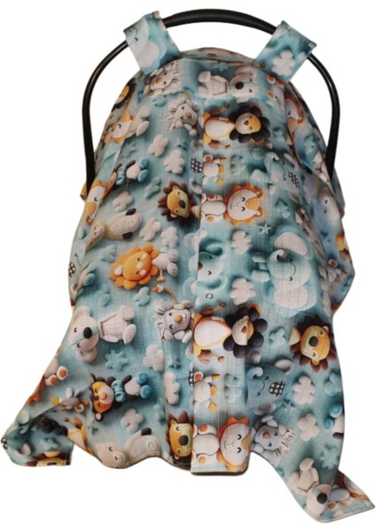 Sevimli Hayvan Desenli 3D Dijital Baskı %100 Pamuk Müslin Kumaş Puset Örtüsü modelleri