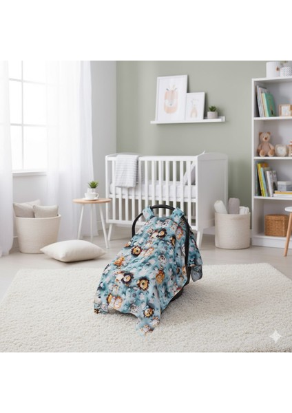 Sevimli Hayvan Desenli 3D Dijital Baskı %100 Pamuk Müslin Kumaş Puset Örtüsü indirimleri