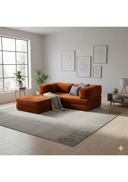 Modern Fitilli Kadife | Köşe Koltuk | 1800X180 Köşe Takımı | Modüler Köşe Takımı | Yataklı L Koltuk | Fitilli Kadife