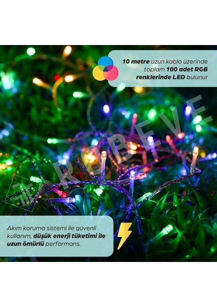 10 Metre 100 Ledli Fişli LED Işık RGB Karışık Renk Yılbaşı Led Işık Dekor Lambası Yılbaşı Ağacı Işığı Organizasyon LED Işık fırsatları