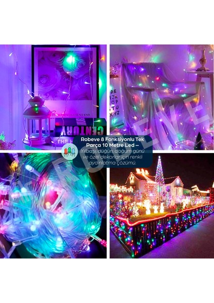 10 Metre 100 Ledli Fişli LED Işık RGB Karışık Renk Yılbaşı Led Işık Dekor Lambası Yılbaşı Ağacı Işığı Organizasyon LED Işık