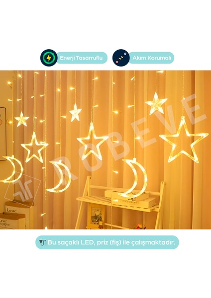 Ay Yıldız Yılbaşı LED Işık 8 Fonksiyonlu LED Işık Yılbaşı Süsleme Dekoratif Animasyonlu LED Işık fiyatları
