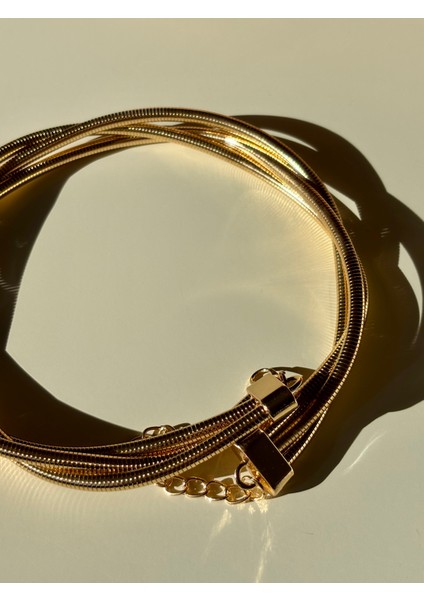 Tırtık Model Üçlü Sarmal Tasarım Gold Choker Kolye modelleri