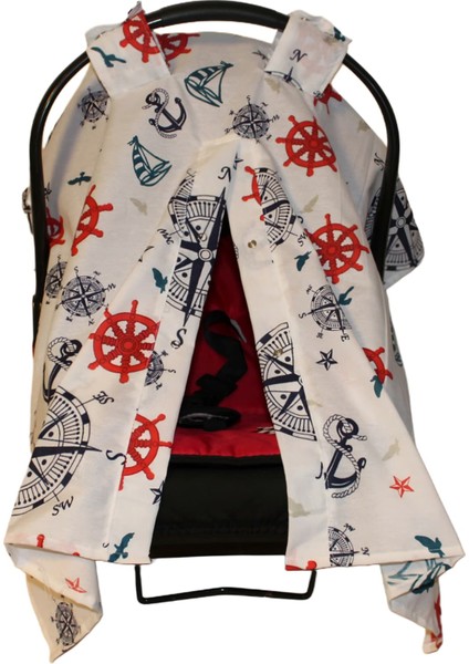 Denizci Temalı Bebek Puset Örtüsü Çapa & Dümen Desenli Çıt Çıtlı Puset Örtüsü indirimleri