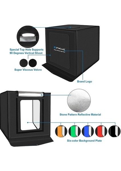 Puluz 40X40CM LED Işıklı Fotoğraf Çekim Çadırı – Ayarlanabilir Işıklı Photo Box indirimleri