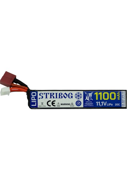 Stribog Airsoft Pil 11.1V Lipo 1100MAH 20C T-Plug