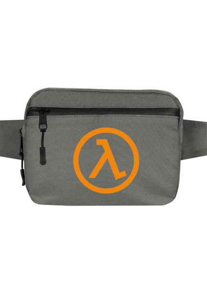 Half Life Logo Bel Çantası Fermuarlı Gri Renk