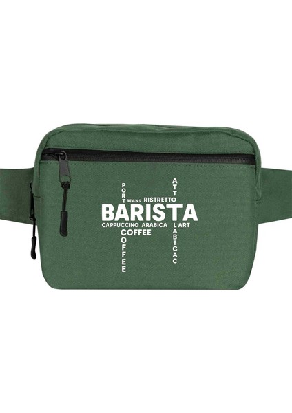 Barista Modern Tasarım Bel Çantası Fermuarlı Yeşil Renk