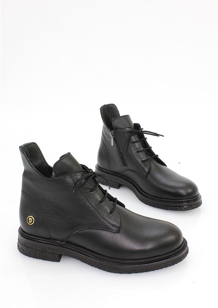 Kadın Hakiki Deri Ortopedik Fermuarlı Düz Taban Kısa Günlük Bot NH25/KB7006