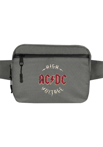 Ac Dc Vintage Bel Çantası Fermuarlı Gri Renk