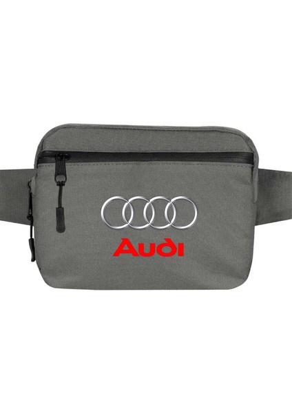 Audi Logo Bel Çantası Fermuarlı Gri Renk