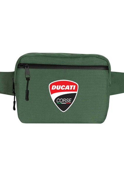 Ducati Corse Logo Bel Çantası Fermuarlı Yeşil Renk