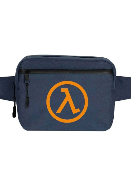 Half Life Logo Bel Çantası Fermuarlı Lacivert Renk