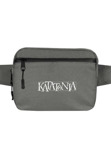Katatonia Logo Bel Çantası Fermuarlı Gri Renk