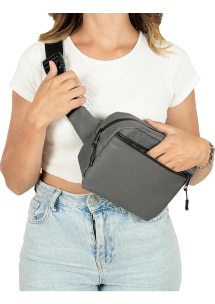 Korn Logo Bel Çantası Fermuarlı Gri Renk indirimleri