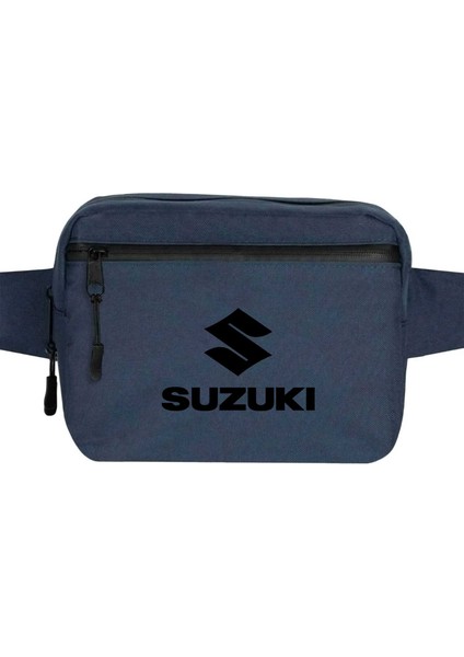 Suzuki Logo Text Black Bel Çantası Fermuarlı Lacivert Renk