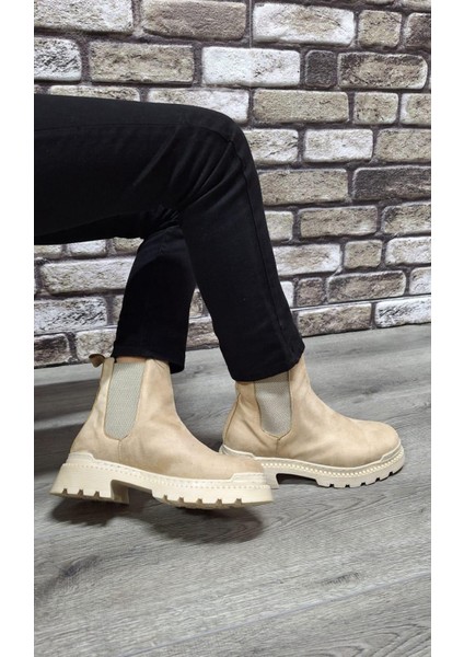 Yandan Lastikli Kalın Taban Günlük Kısa Süet Bot