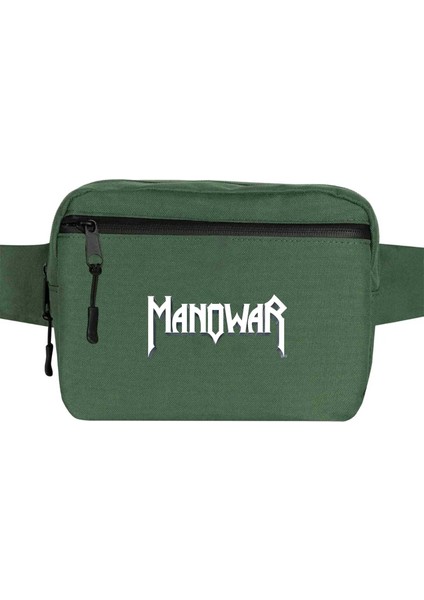 Manowar Logo Classic 2 Bel Çantası Fermuarlı Yeşil Renk