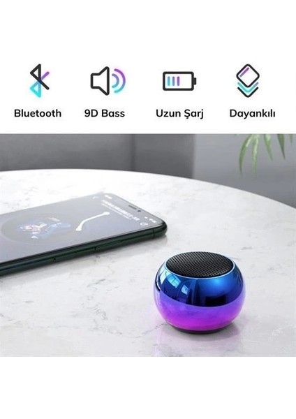 Portatif Taşınabilir Bass Ses Topu Bombası Mini Kablosuz Wireless Bluetooth Hoparlör Speaker