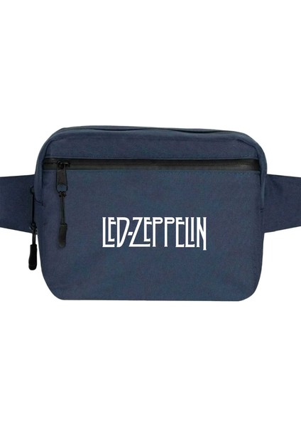 LED Zeppelin Logo Bel Çantası Fermuarlı Lacivert Renk