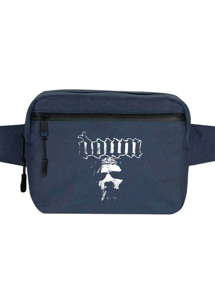 Down Jesus Face Bel Çantası Fermuarlı Lacivert Renk