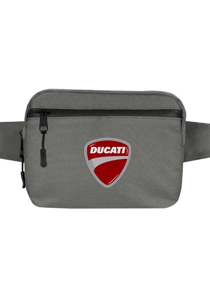 Ducati Multistrada Logo Bel Çantası Fermuarlı Gri Renk