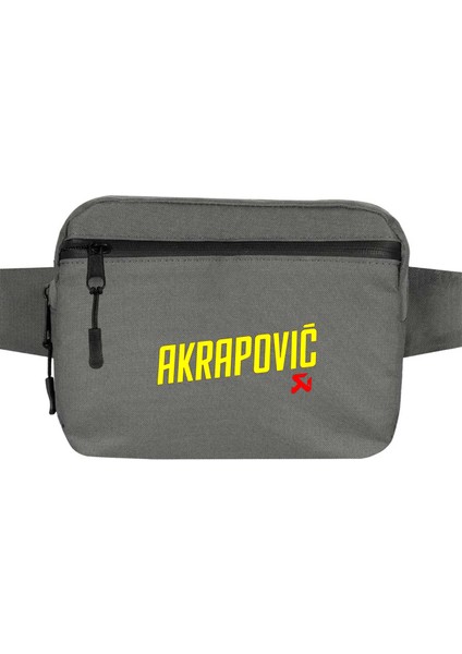 Akrapovic Logo Bel Çantası Fermuarlı Gri Renk