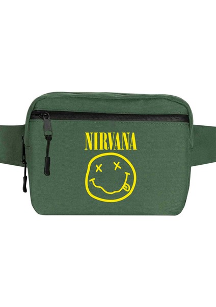 Nirvana Logo Bel Çantası Fermuarlı Yeşil Renk