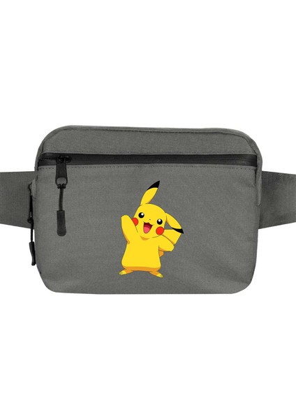 Pokemon Pikachu Bel Çantası Fermuarlı Gri Renk