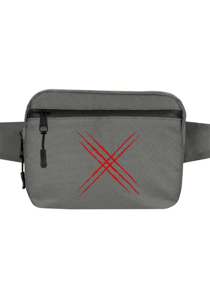 x Men Logo Red Bel Çantası Fermuarlı Gri Renk