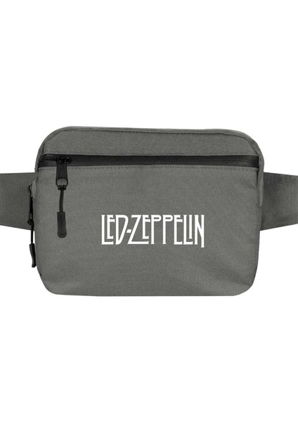 LED Zeppelin Logo Bel Çantası Fermuarlı Gri Renk