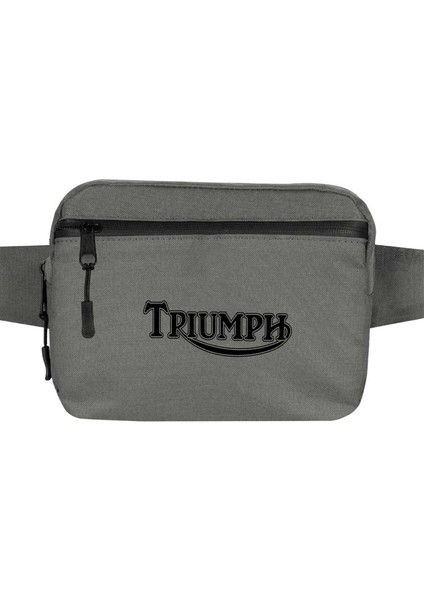 T. Motorcycles Logo Bel Çantası Fermuarlı Gri Renk