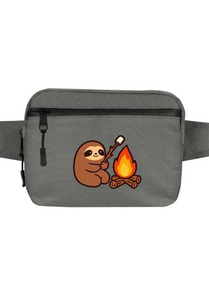 Camp Cute Bel Çantası Fermuarlı Gri Renk