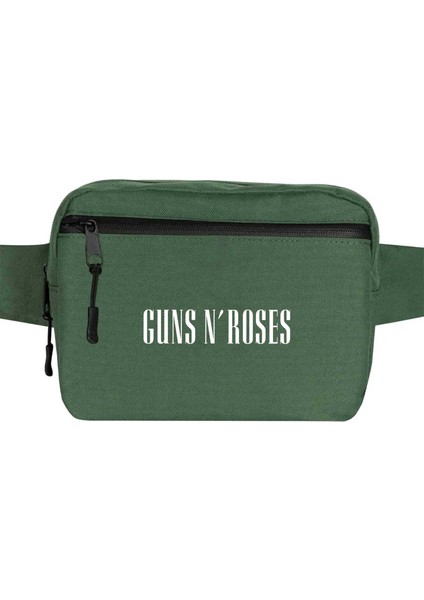 Guns N Roses Logo Bel Çantası Fermuarlı Yeşil Renk