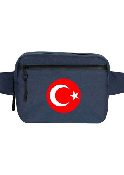 Ay Yıldız Bel Çantası Fermuarlı Lacivert Renk