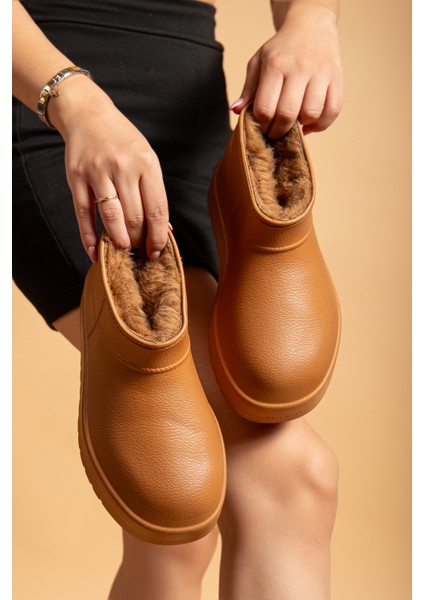 Kadın Su Geçirmez Kürklü Soğuk Havaya Dayanıklı Kaymaz Eva Taban Yağmur ve Kışlık Bot fiyatları