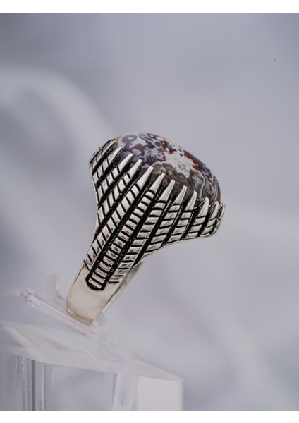 Dokulu Doğal Taşlı Erkek Gümüş Yüzük – Özel ve Karakterli Model fiyatları