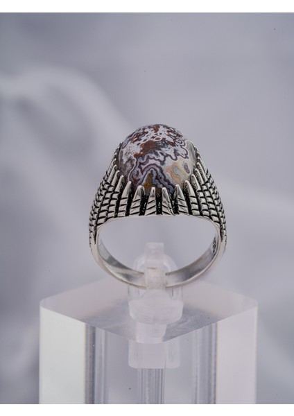 Dokulu Doğal Taşlı Erkek Gümüş Yüzük – Özel ve Karakterli Model fırsatları