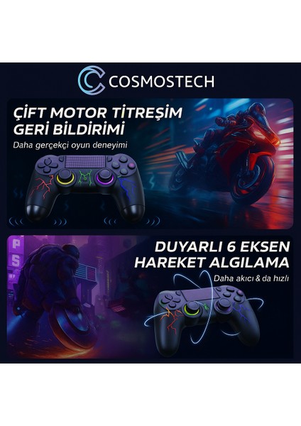 Kablosuz Ps4 Gamepad – Ps4/pc Uyumlu | Bluetooth Joystick, Dokunmatik Rgb Işıklı Panel, Çift Titreşim, 3.5mm Ses Çıkışı – Siyah Spider Desen modelleri