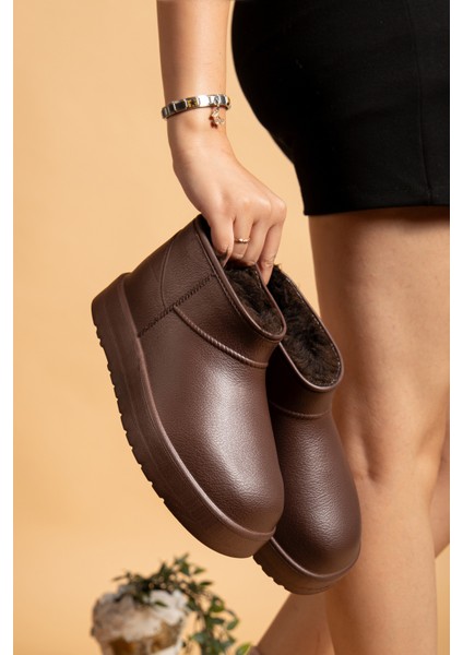 Kadın Su Geçirmez Kürklü Soğuk Havaya Dayanıklı Kaymaz Eva Taban Yağmur ve Kışlık Bot