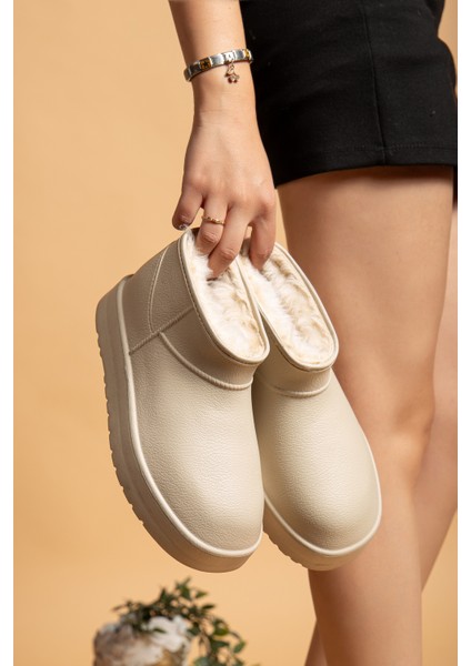 Kadın Su Geçirmez Kürklü Soğuk Havaya Dayanıklı Kaymaz Eva Taban Yağmur ve Kışlık Bot