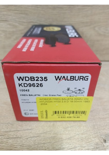 WDB235 Fren Balata Ikazlı On Hyundaı H100 2.5 D 18.00MM 1993-2004 fiyatları