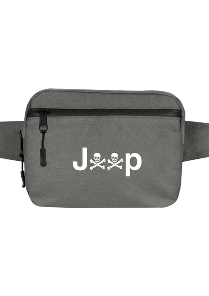 Jeep Skull Bel Çantası Fermuarlı Gri Renk