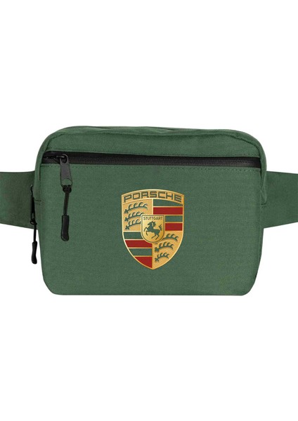 Porshe Logo Bel Çantası Fermuarlı Yeşil Renk