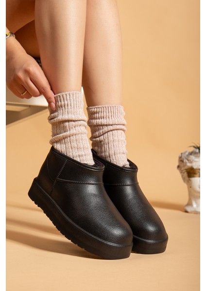 Kadın Su Geçirmez Kürklü Soğuk Havaya Dayanıklı Kaymaz Eva Taban Yağmur ve Kışlık Bot