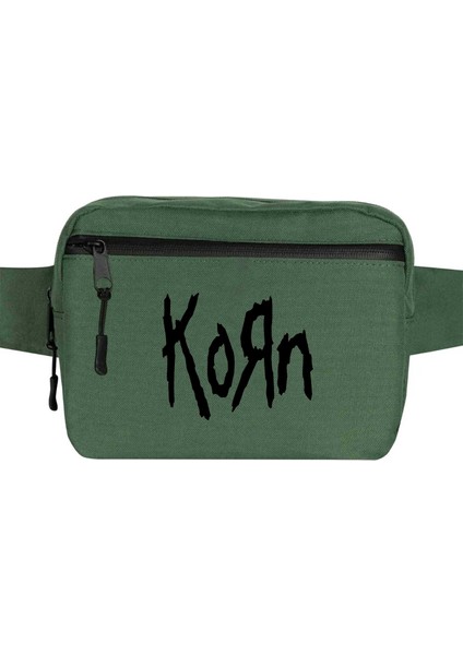 Korn Logo 2 Bel Çantası Fermuarlı Yeşil Renk