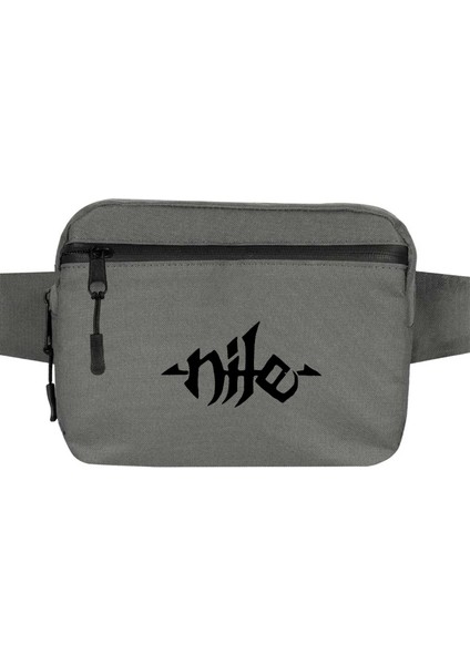 Nile Logo Bel Çantası Fermuarlı Gri Renk