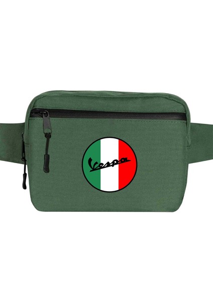 Vespa Logo Bel Çantası Fermuarlı Yeşil Renk