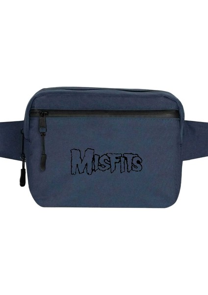 Misfits Logo Black Bel Çantası Fermuarlı Lacivert Renk