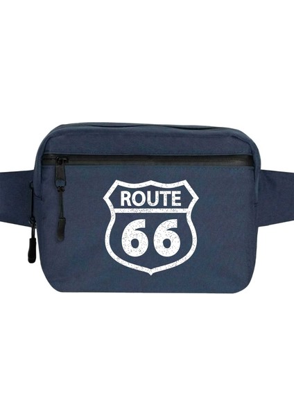 ROUTE66 Logo Bel Çantası Fermuarlı Lacivert Renk